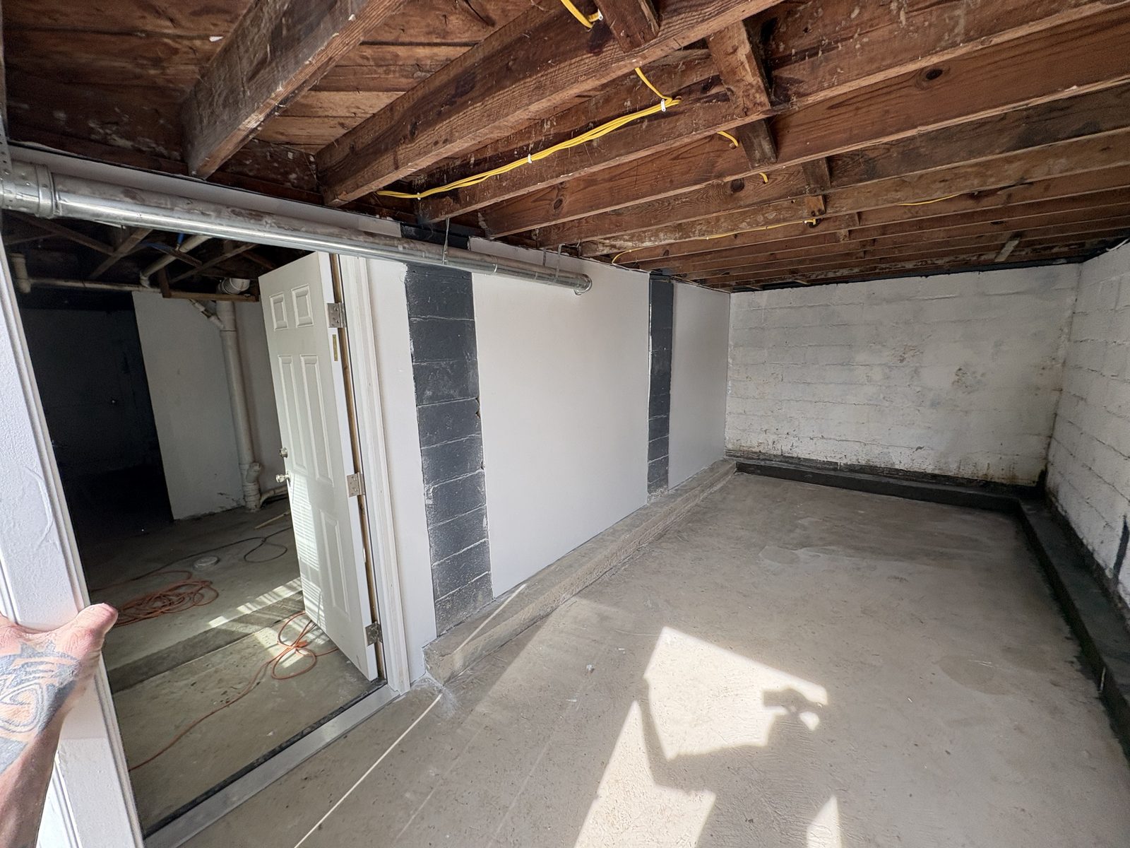 Finished basement with new slab and walls